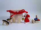 German Woodcraft Santa & Reindeer Boxed Figurine Set